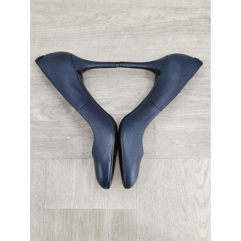 Michael Kors Women's 9M Navy Blue Round Toe Pumps Slip On High Heels GP13J